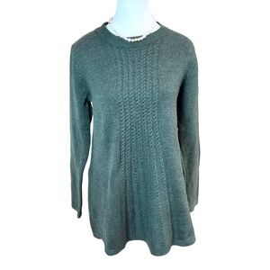 Soft Surroundings Sweater Green Cable Knit Panel (S)